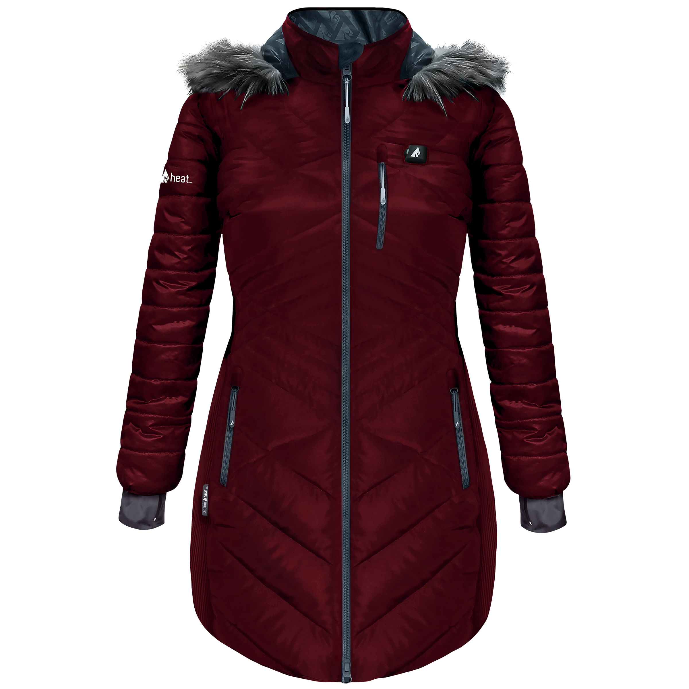 🎄Today's Special Value®🎁5V Battery Heated Long Puffer Jacket with Fur Hood - Women's