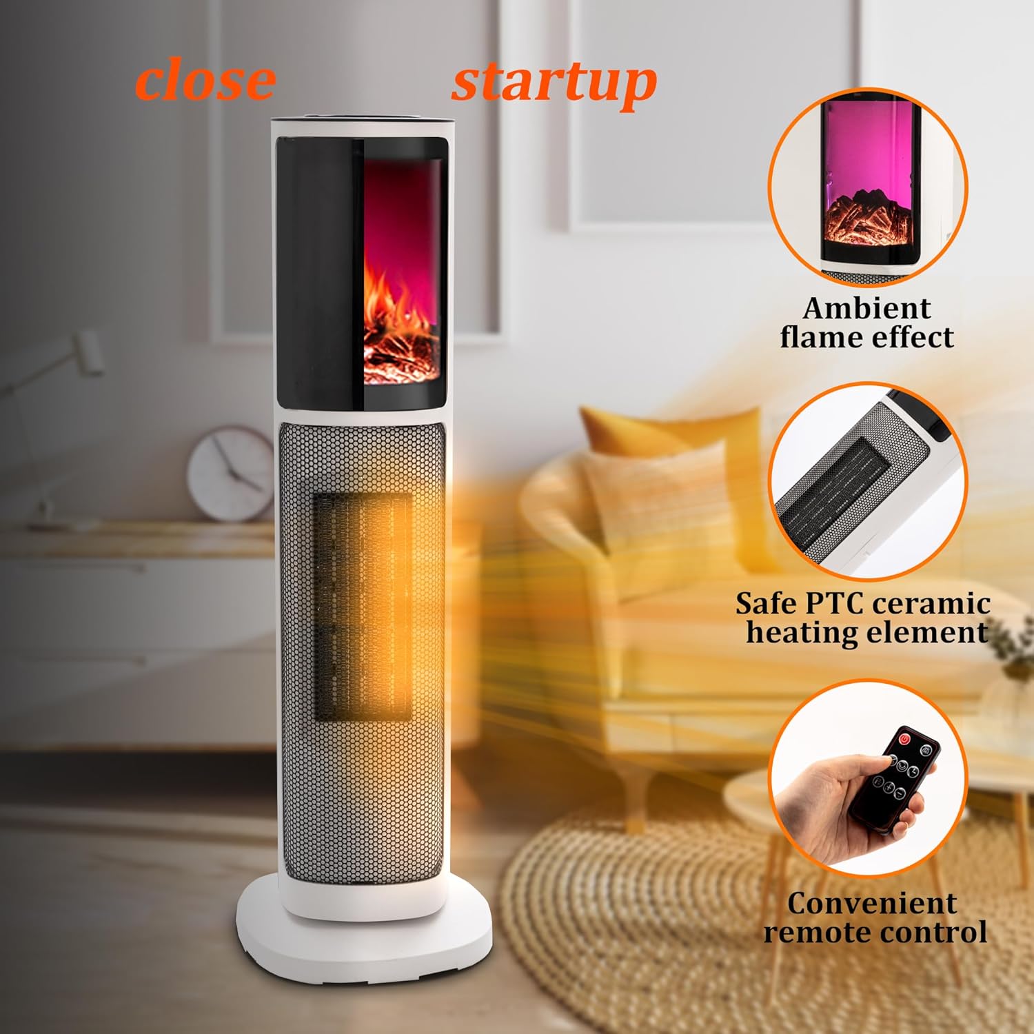 💥Factory Outlet💥1500W Portable PTC Ceramic Tower Heater
