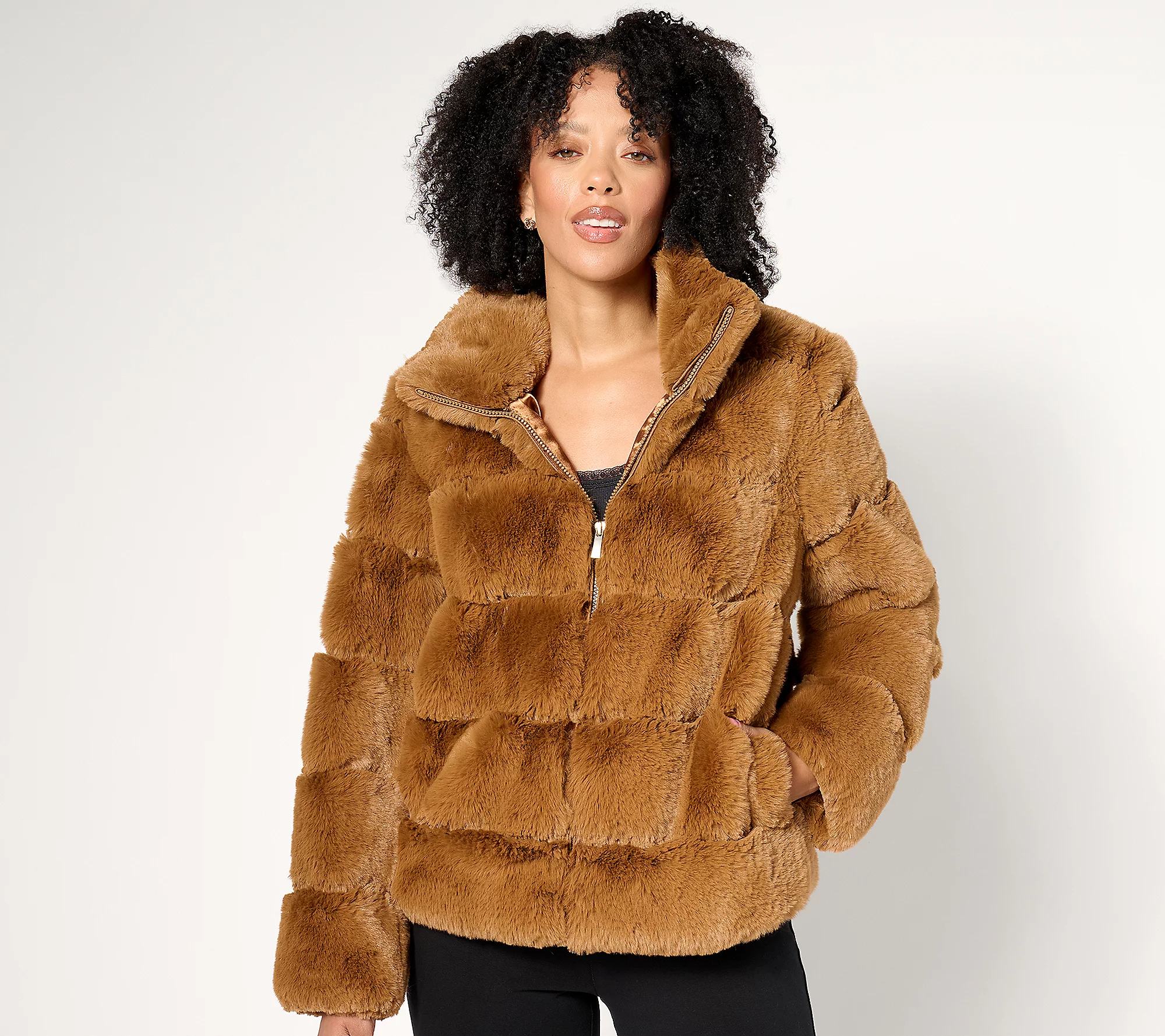 💝𝐐𝐕𝐂 𝐁𝐥𝐚𝐜𝐤 𝐅𝐫𝐢𝐝𝐚𝐲 𝐏𝐫𝐢𝐜𝐞𝐬✨Dennis Basso Zip Front Sculpted Faux Fur Jacket