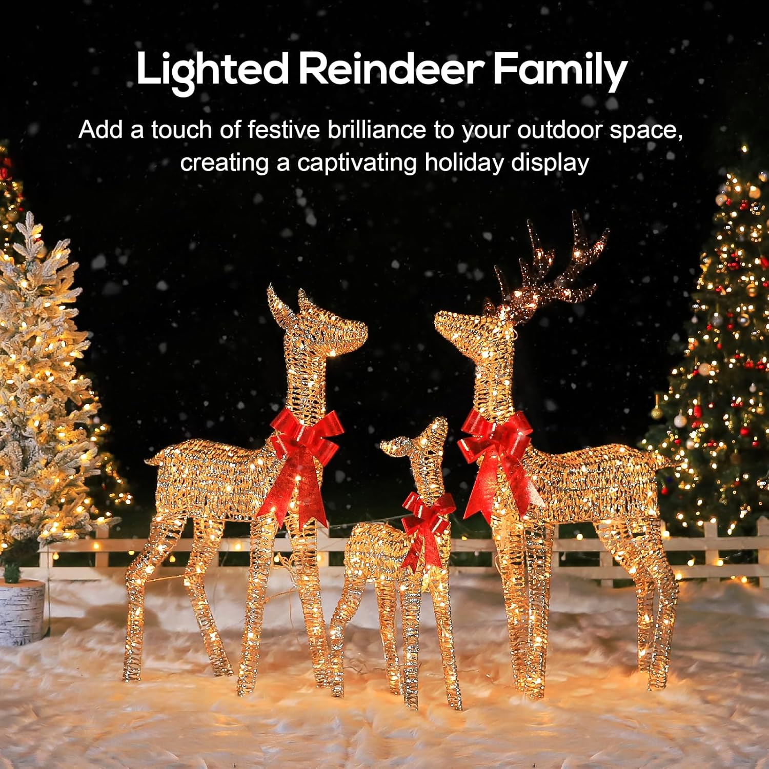 💝𝐐𝐕𝐂 𝐃𝐞𝐚𝐥𝐬 𝐨𝐧 𝐭𝐡𝐞 𝐃𝐚𝐢𝐥𝐲✨6ft (1.8m) Indoor/Outdoor Christmas Reindeer Family with 882 LED Lights, Set of 3