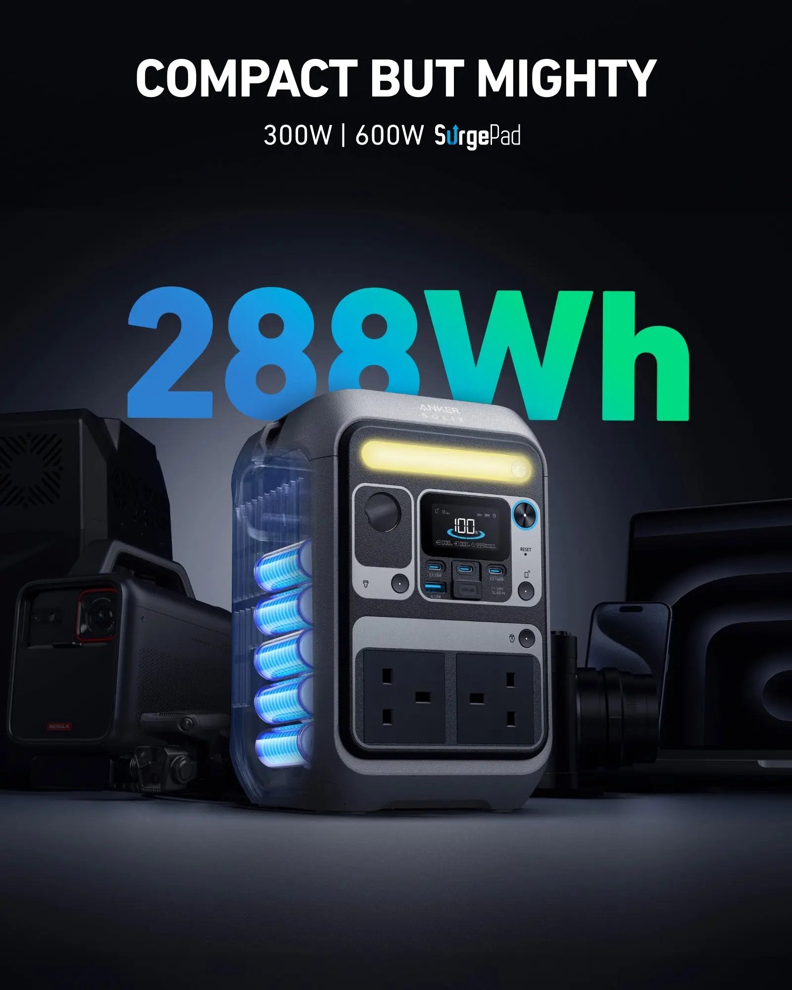 🎄Today's Special Value🎁Anker - SOLIX C300X DC Portable Power Station 288Wh (90,000mAh)