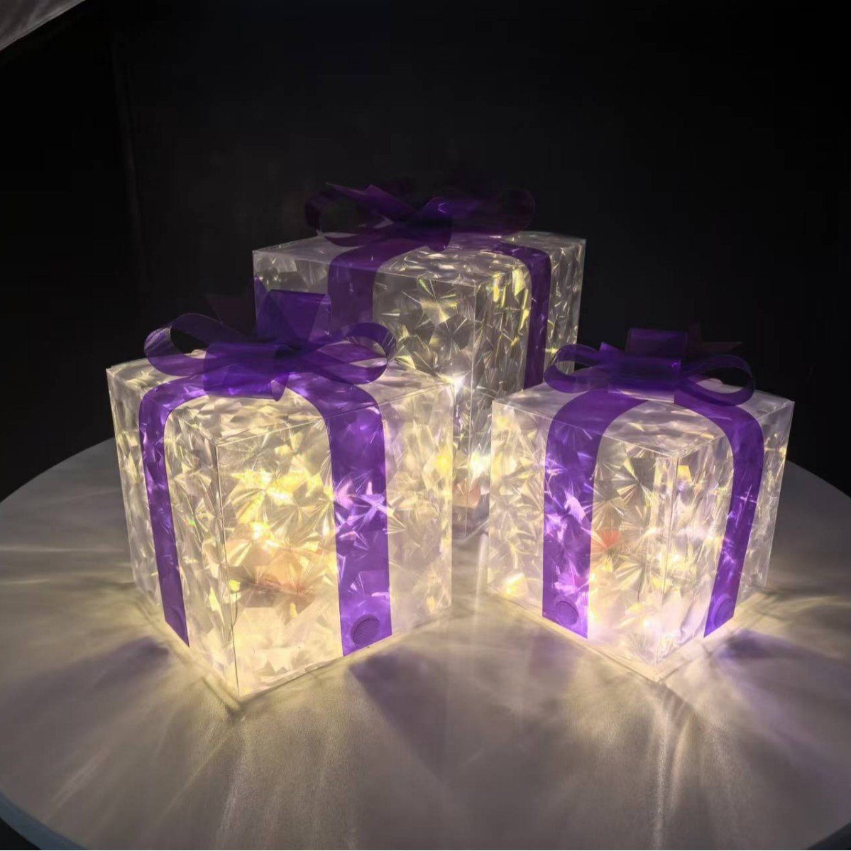 🎁 3-Pack Traditional LED Gift Box Decor (60LED) – 🎄 Indoor/Outdoor Christmas Use (Batteries Not Included) ✨
