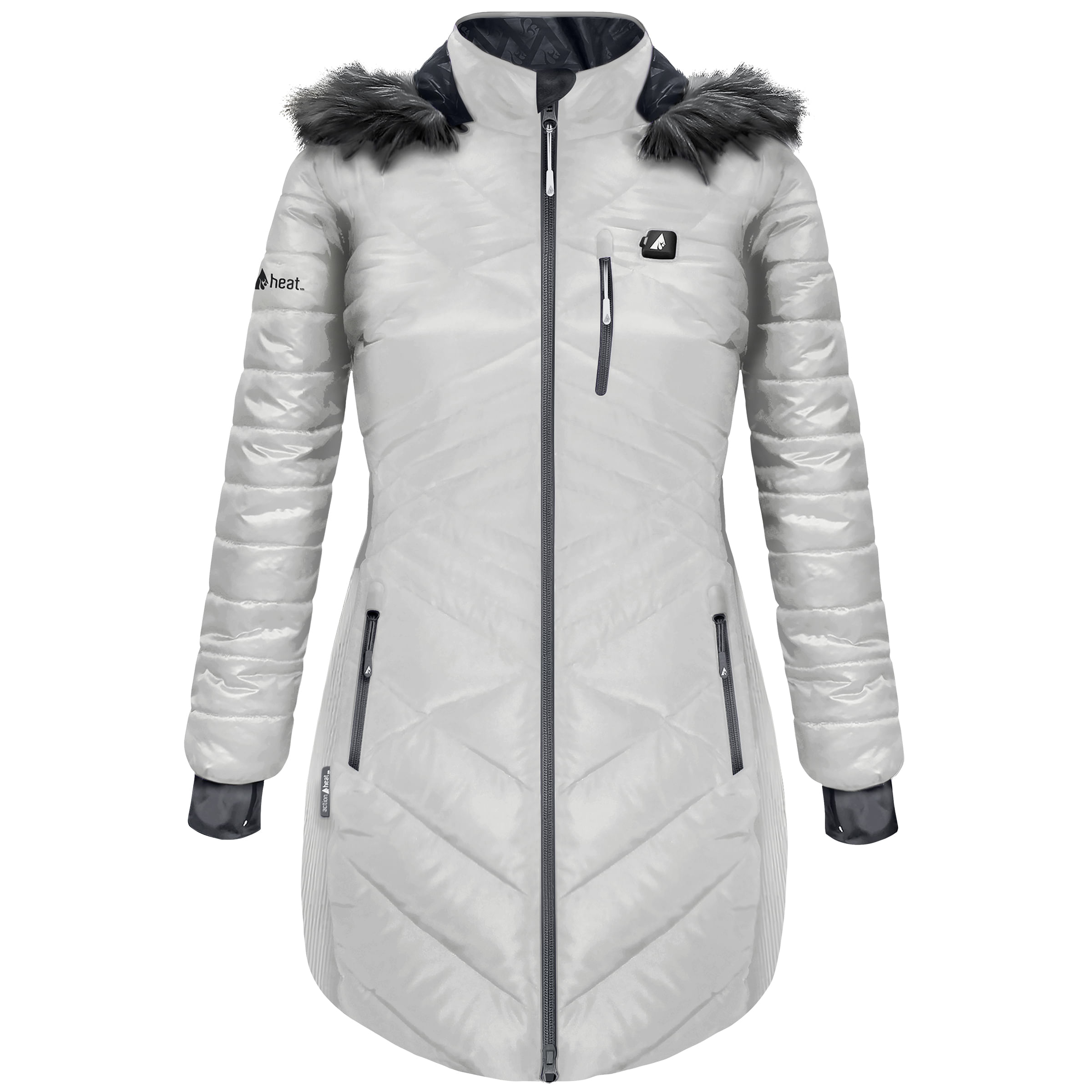 🎄Today's Special Value®🎁5V Battery Heated Long Puffer Jacket with Fur Hood - Women's