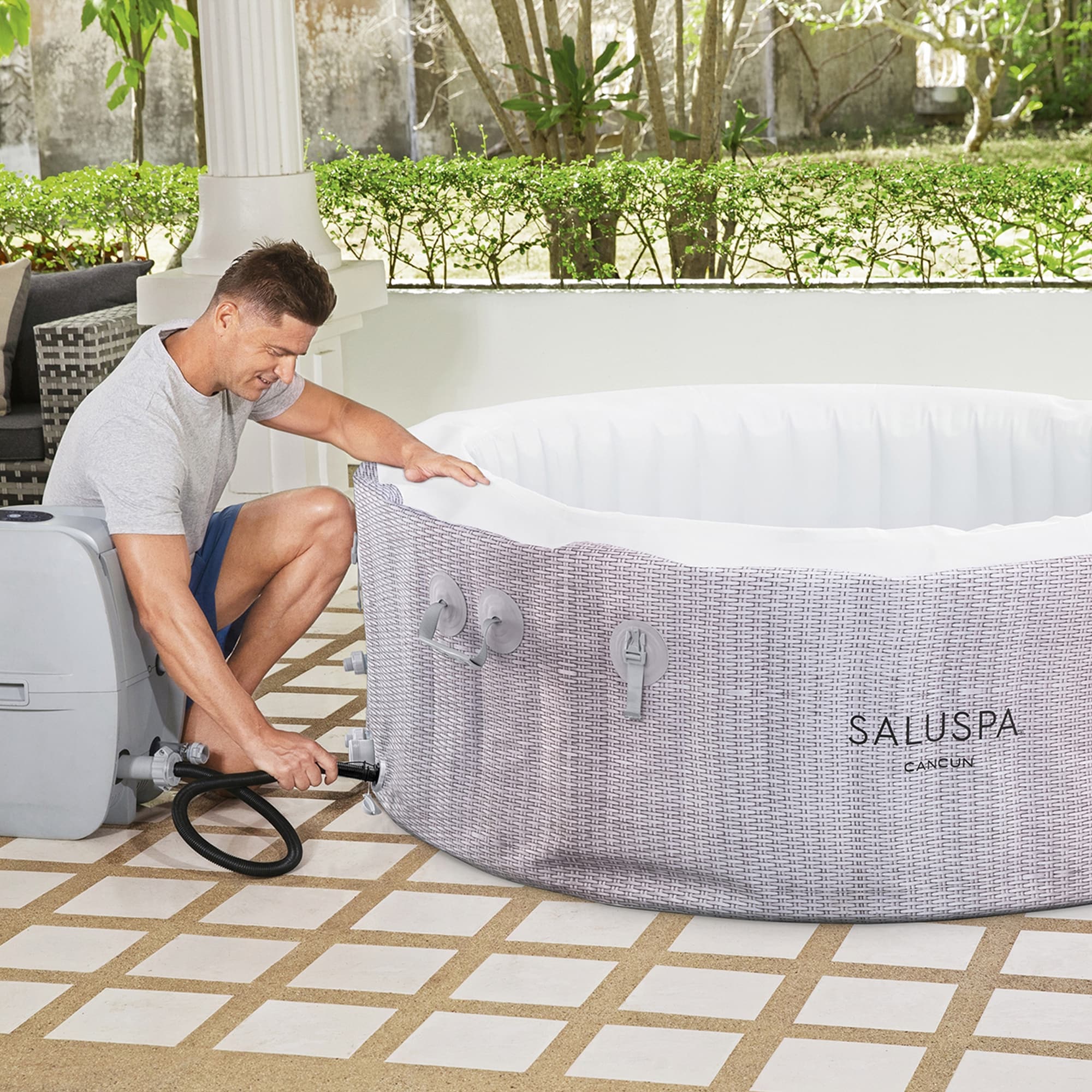 🎄Christmas Sale🎁Bestway SaluSpa Cancun 2 to 4 Person Inflatable Hot Tub Energy-Efficient Spa