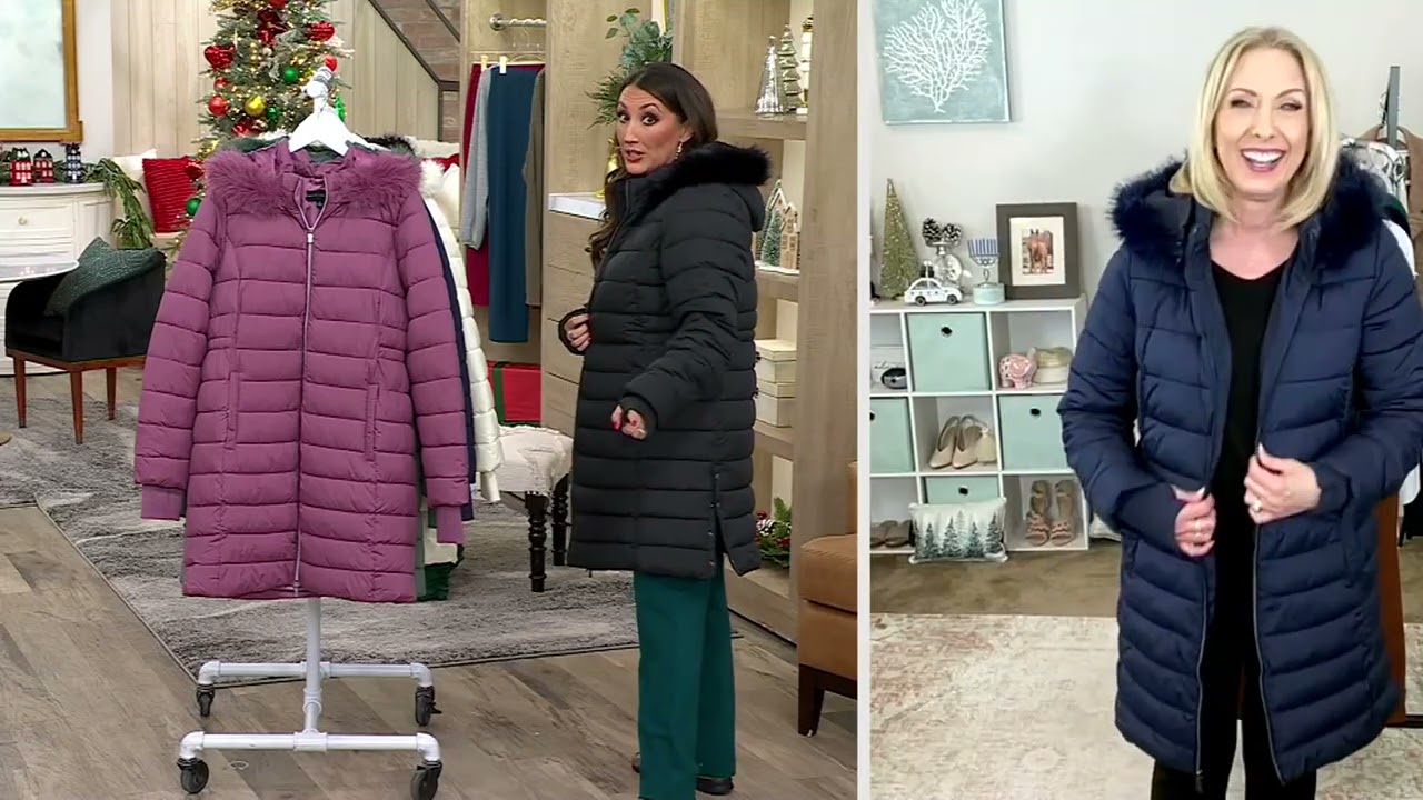 Susan Graver Water Resistant Quilted Coat with Removable Hood on QVC