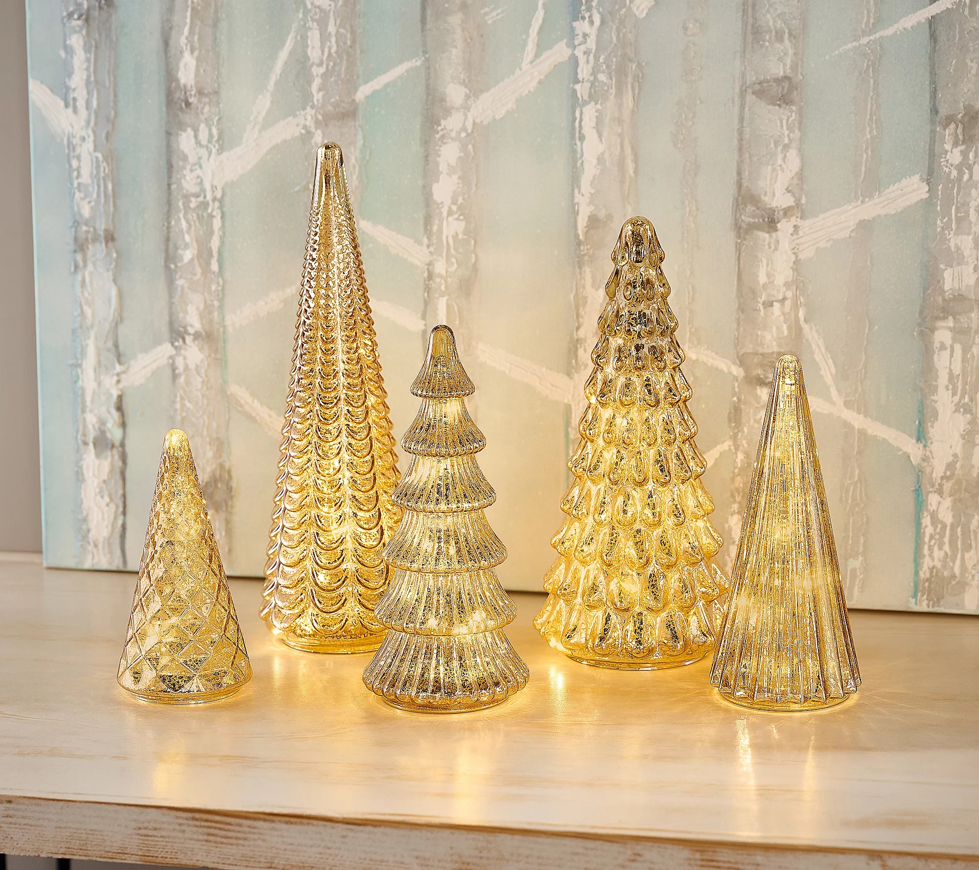 💝Last Day of Clearance!!💝BUY MORE SAVE MORE✨BFF Collection Set of 5 Illuminated Mercury Glass Trees