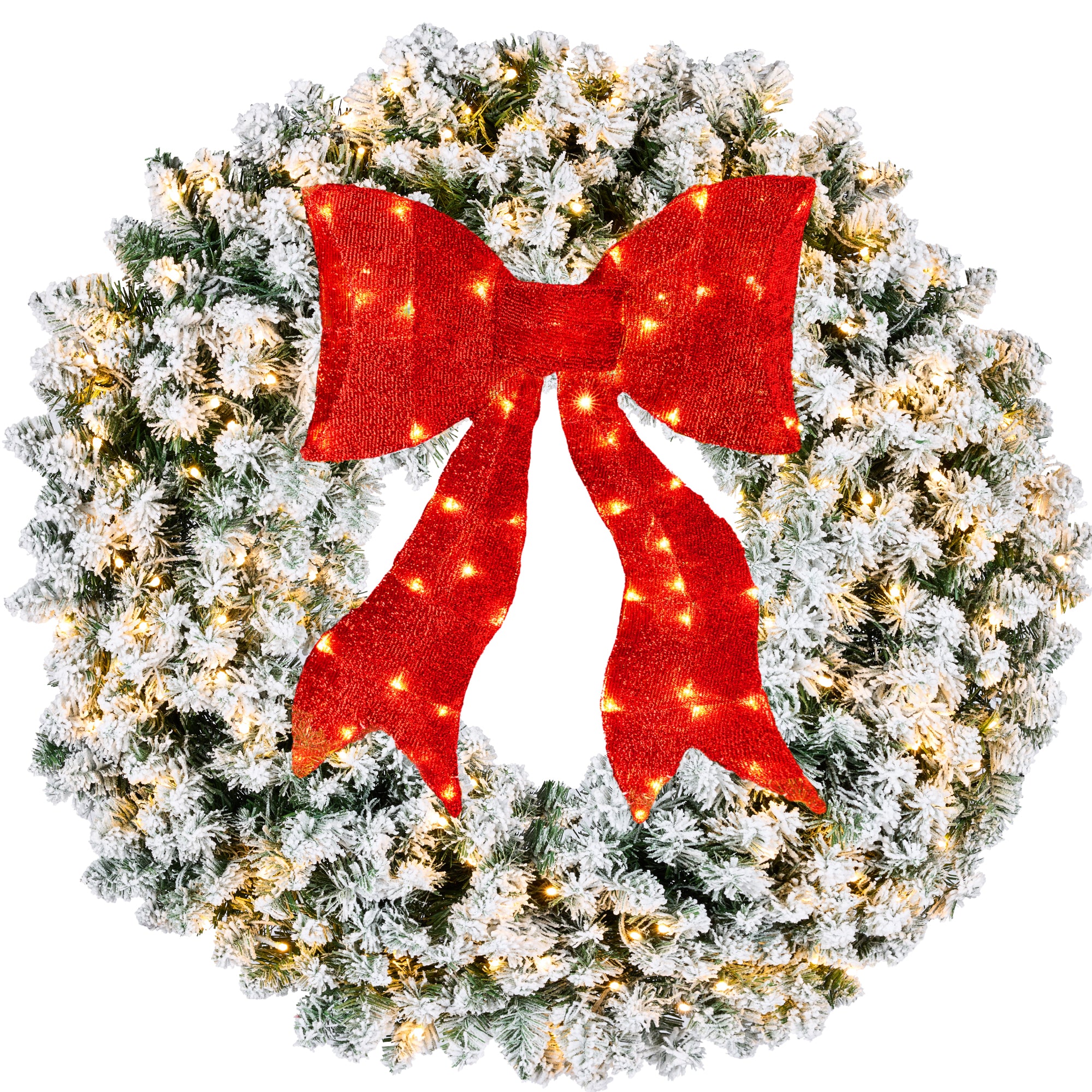 💝𝐐𝐕𝐂 𝐃𝐞𝐚𝐥𝐬 𝐨𝐧 𝐭𝐡𝐞 𝐃𝐚𝐢𝐥𝐲✨Artificial Pre-Lit Fir Christmas Wreath Décor w/ Red Bow