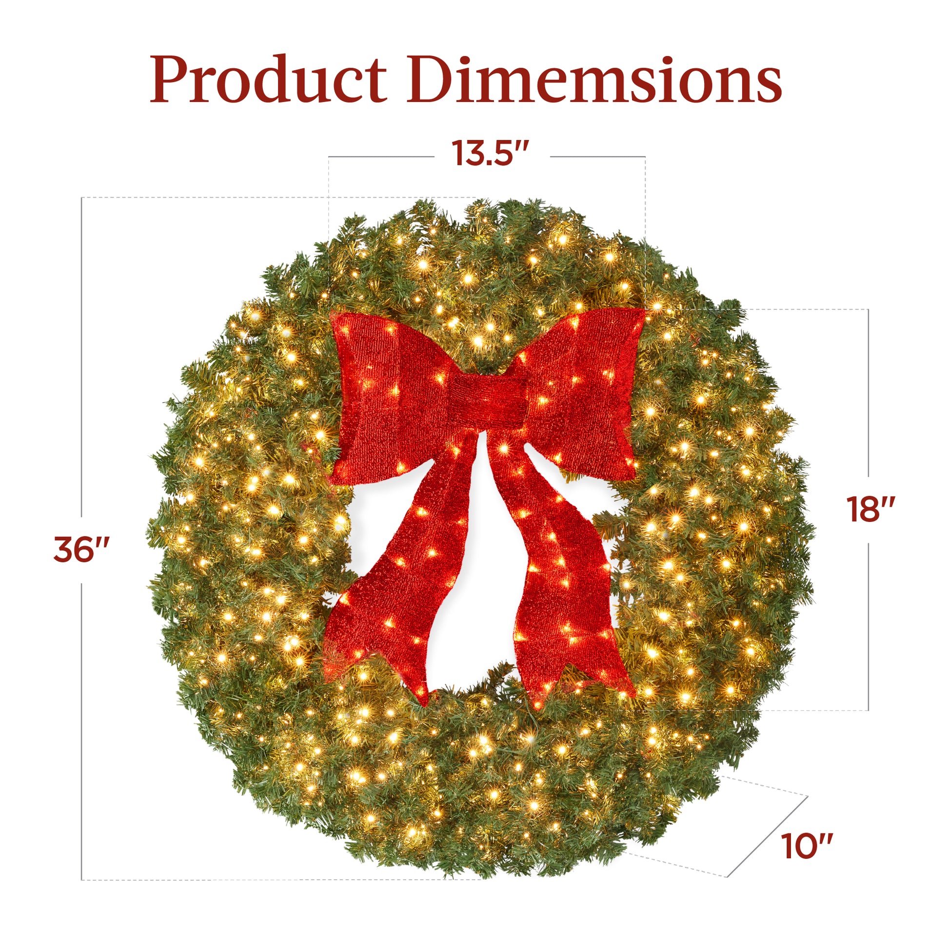 💝𝐐𝐕𝐂 𝐃𝐞𝐚𝐥𝐬 𝐨𝐧 𝐭𝐡𝐞 𝐃𝐚𝐢𝐥𝐲✨Artificial Pre-Lit Fir Christmas Wreath Décor w/ Red Bow