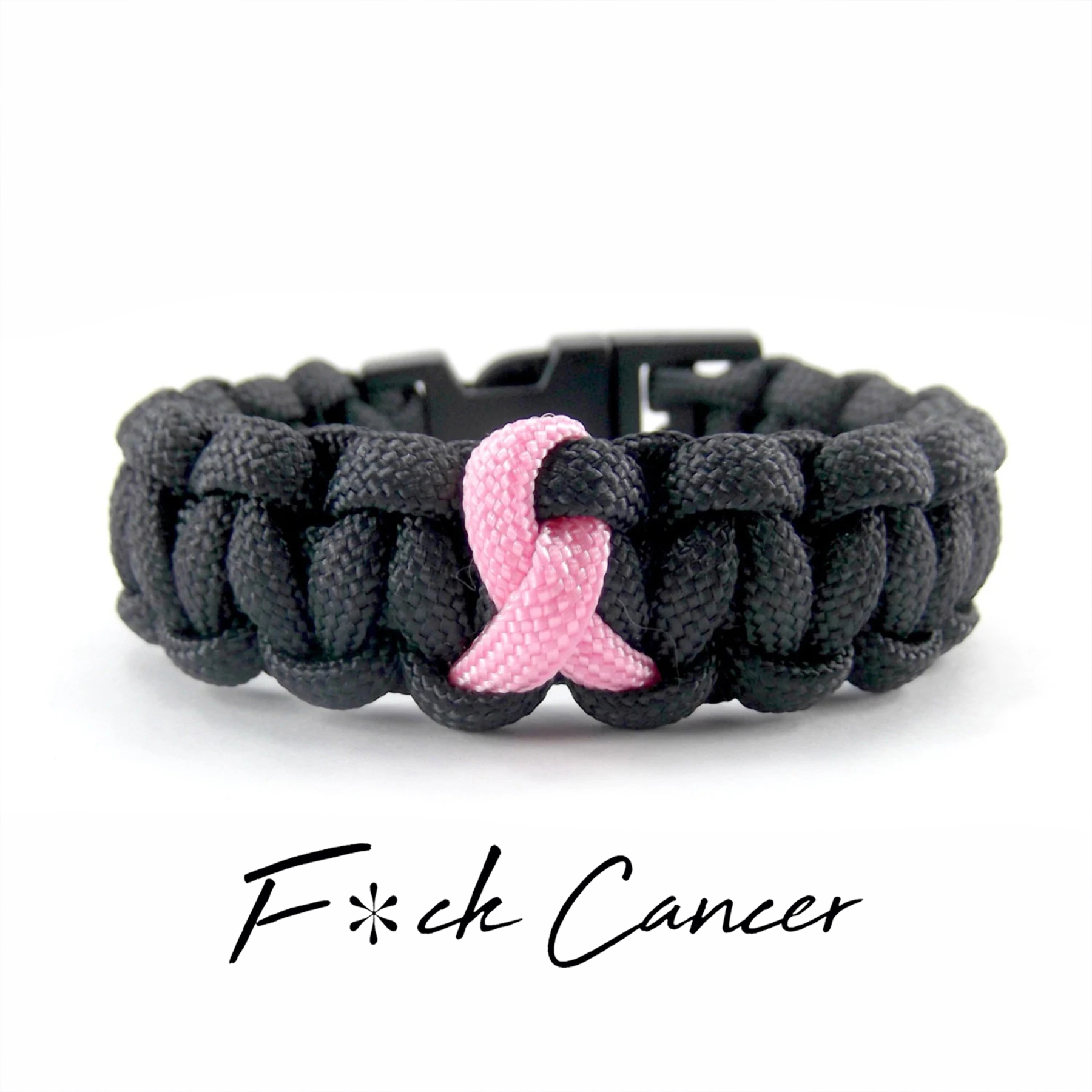 Black And Pink Ribbon Breast Cancer Awareness Bracelet