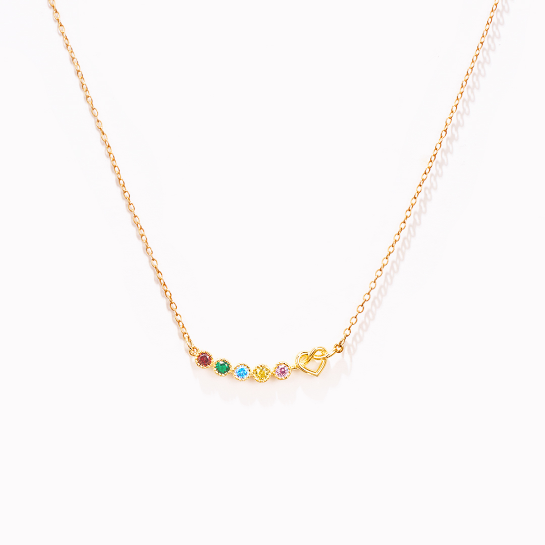 1-14 Birthstones Heart Necklace