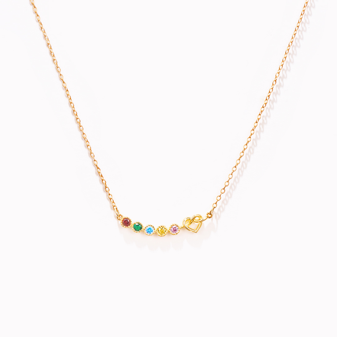 1-14 Birthstones Heart Necklace