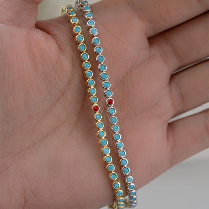 Diabetes Awareness Half Turquoise Tennis Bracelet