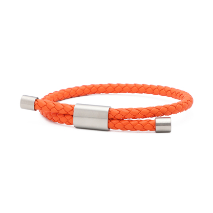 Multiple Sclerosis Unisex Orange Leather Cord Bracelet