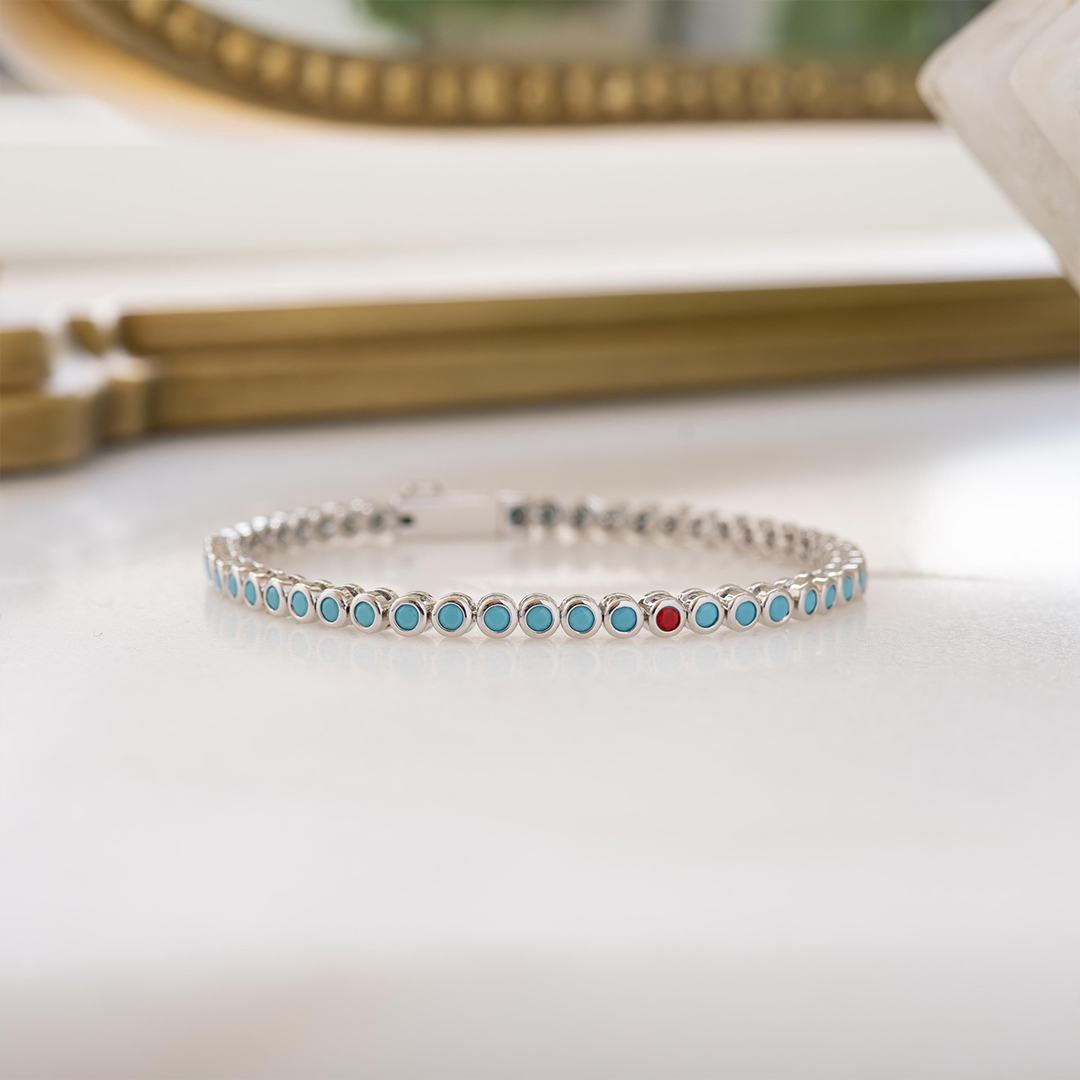 Diabetes Awareness Half Turquoise Tennis Bracelet