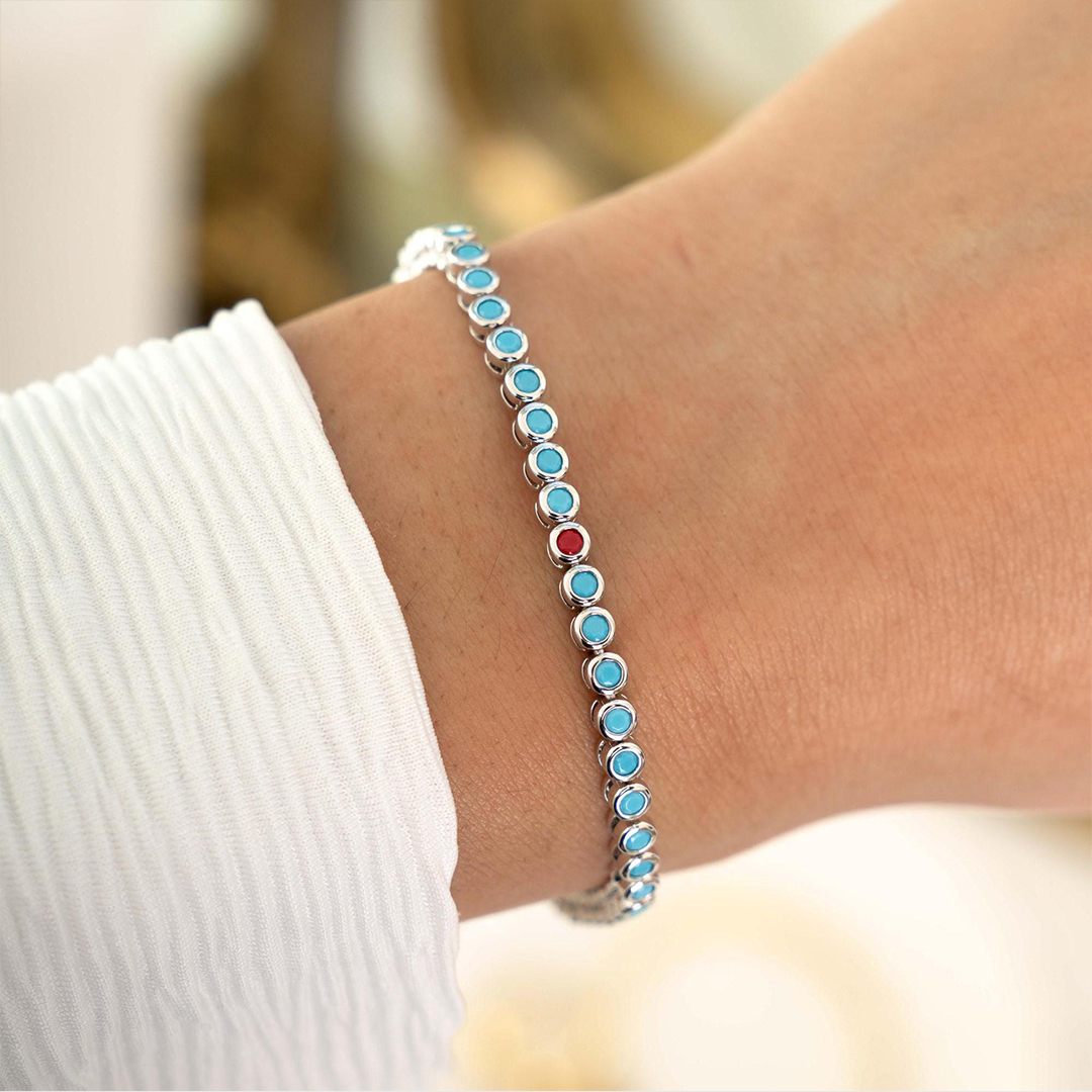 Diabetes Awareness Half Turquoise Tennis Bracelet