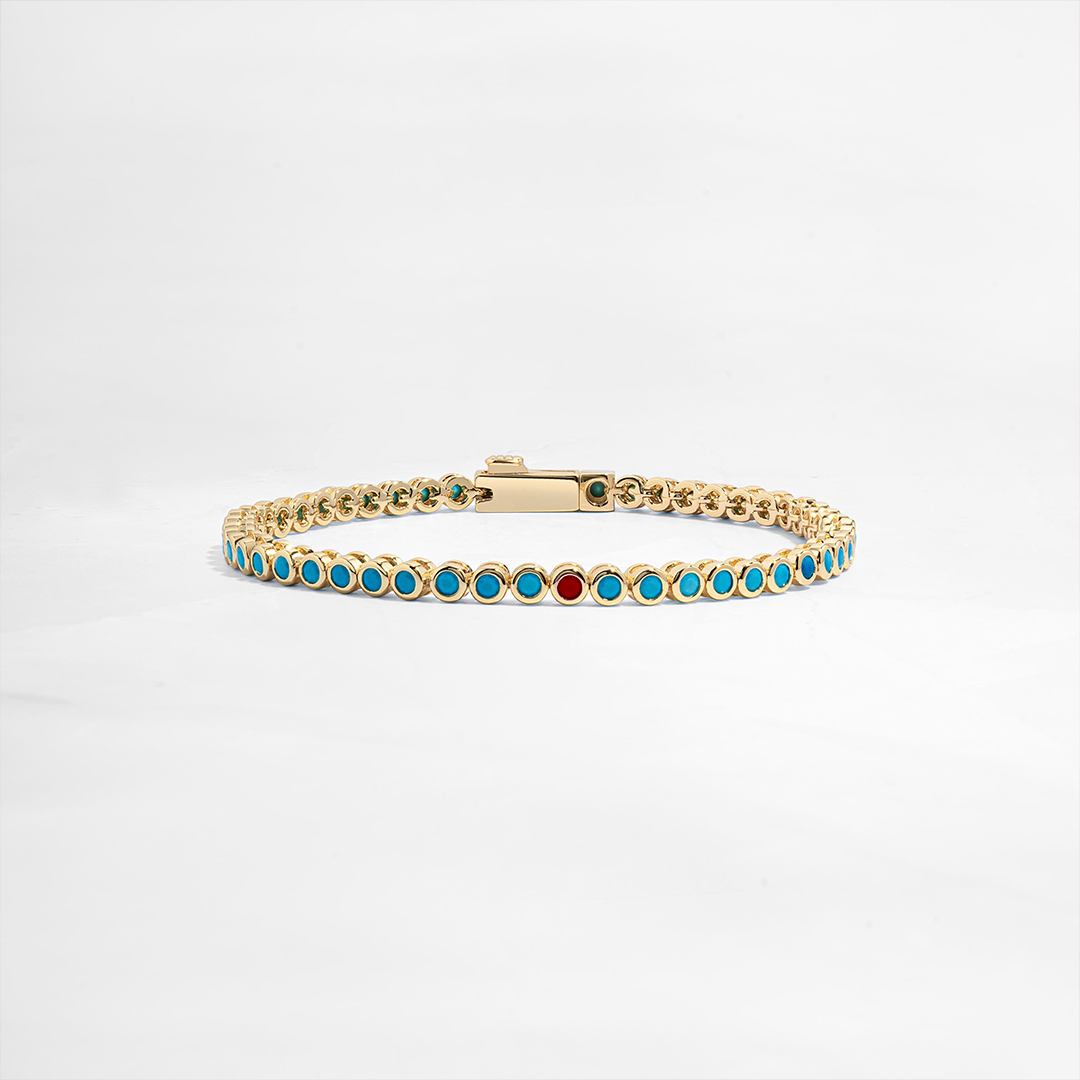 Diabetes Awareness Half Turquoise Tennis Bracelet