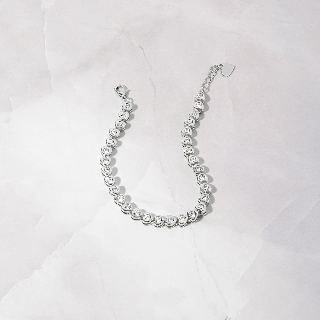 It's OK Heart Shaped Tennis Bracelet