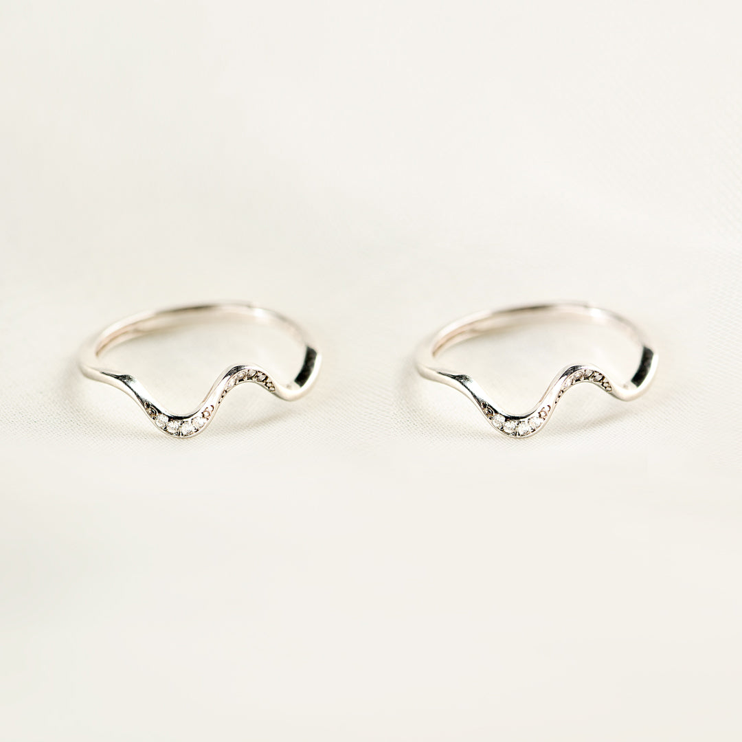 Matching Mother&Daughter Bond Special Sliver Wave Rings
