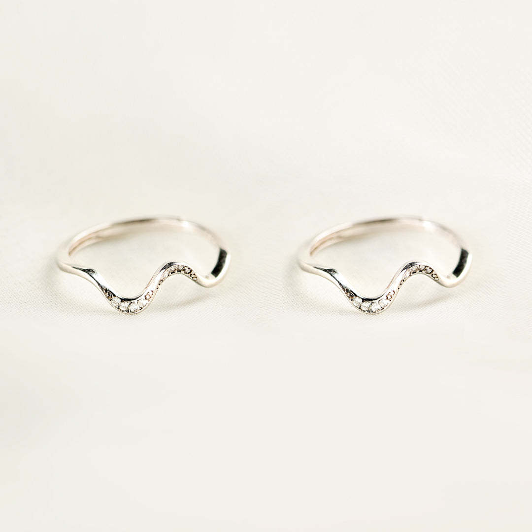 Matching Mother&Daughter Bond Special Sliver Wave Rings