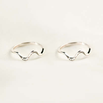 Matching Mother&Daughter Bond Special Sliver Wave Rings