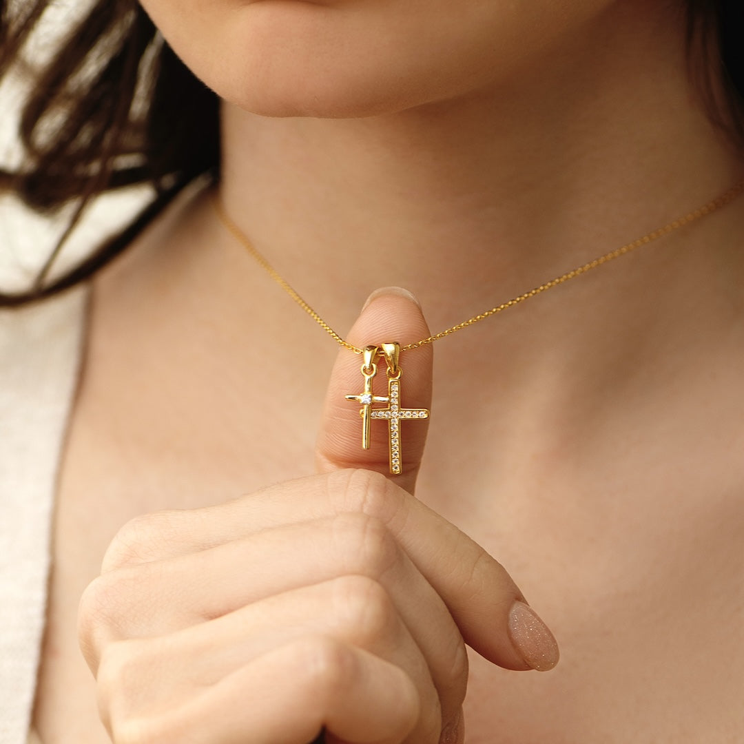Double Cross Necklace