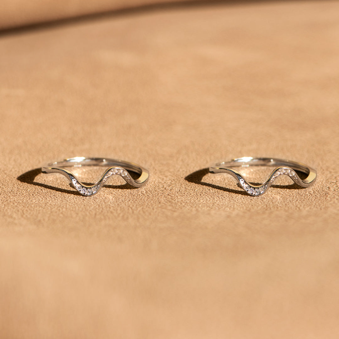 Matching Mother&Daughter Bond Special Sliver Wave Rings