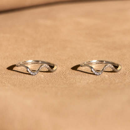 Matching Mother&Daughter Bond Special Sliver Wave Rings