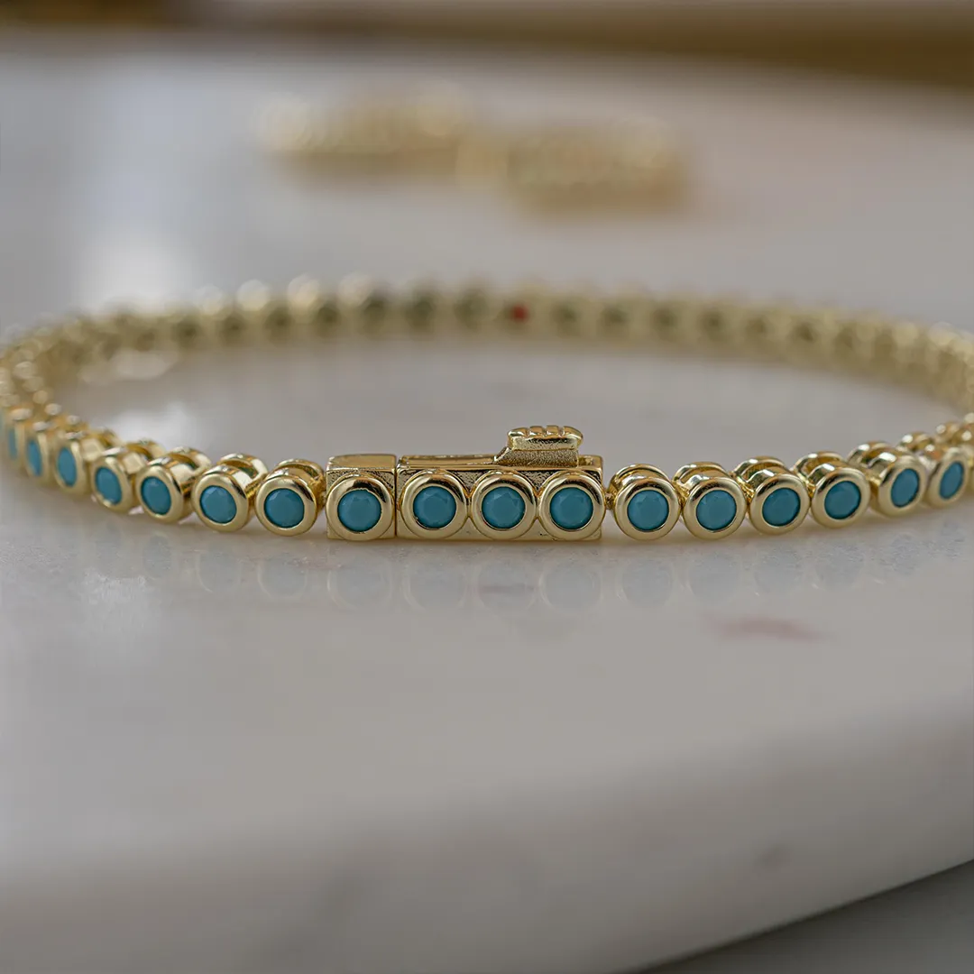 Diabetes Awareness Half Turquoise Tennis Bracelet