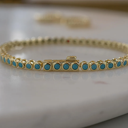 Diabetes Awareness Half Turquoise Tennis Bracelet