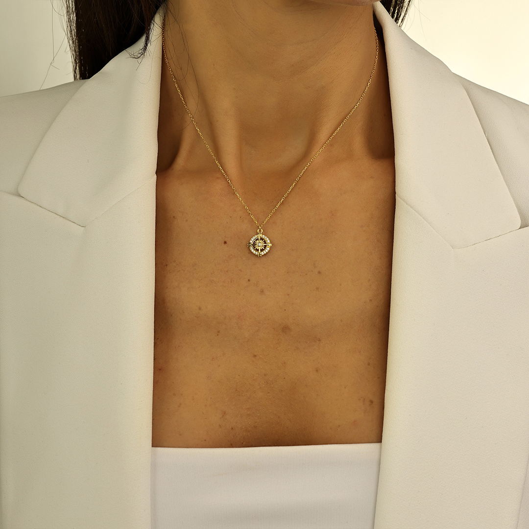 New Chapter Graduation Diamond Compass Necklace