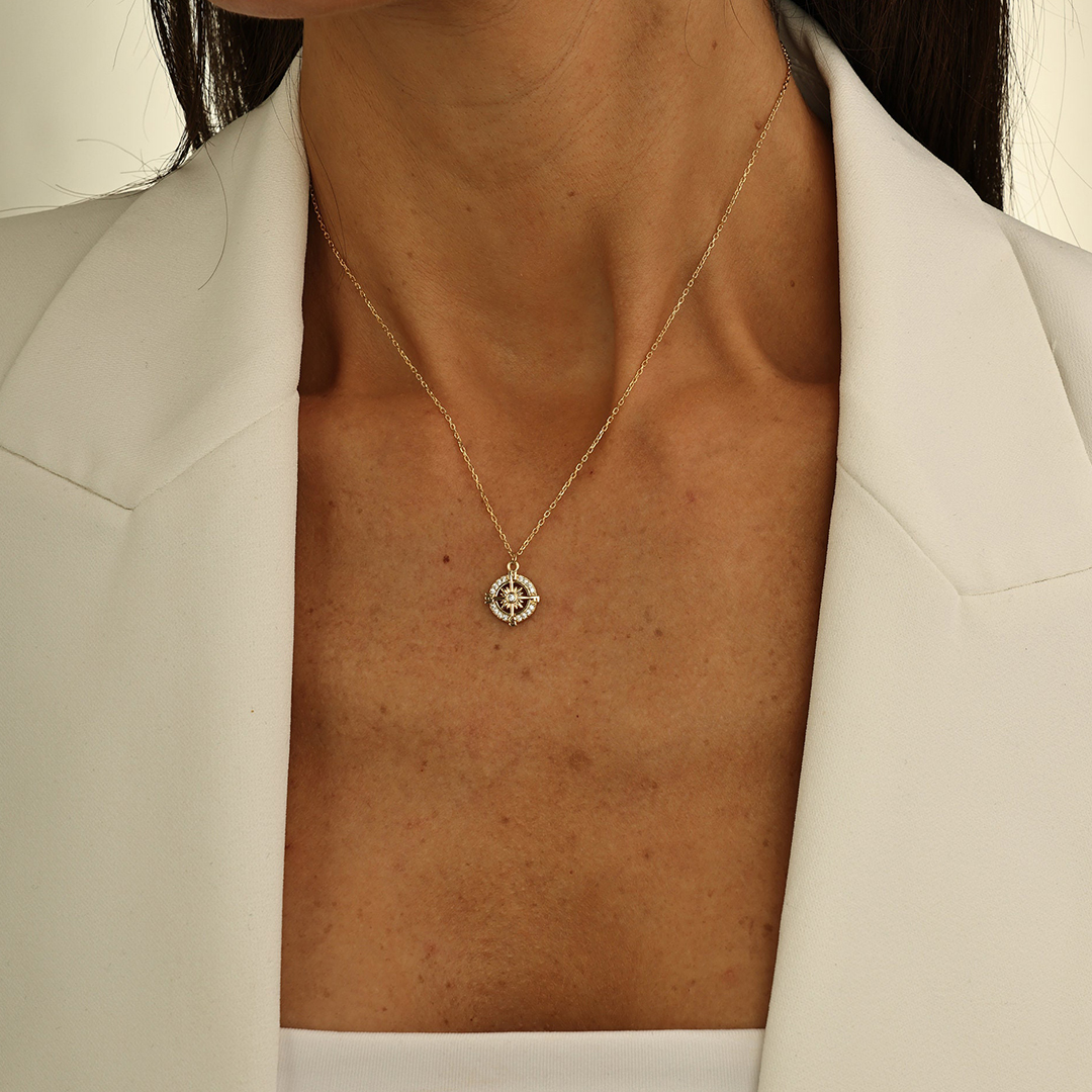 New Chapter Graduation Diamond Compass Necklace
