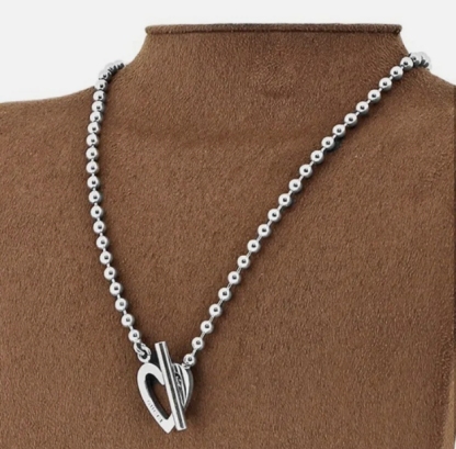 Heart Interlocking Logo Pendant Necklace Ladies Silver925 J1970CA409