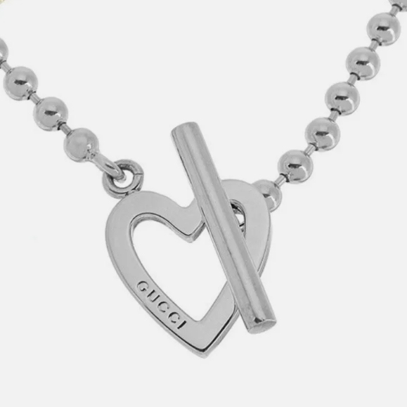 Heart Interlocking Logo Pendant Necklace Ladies Silver925 J1970CA409
