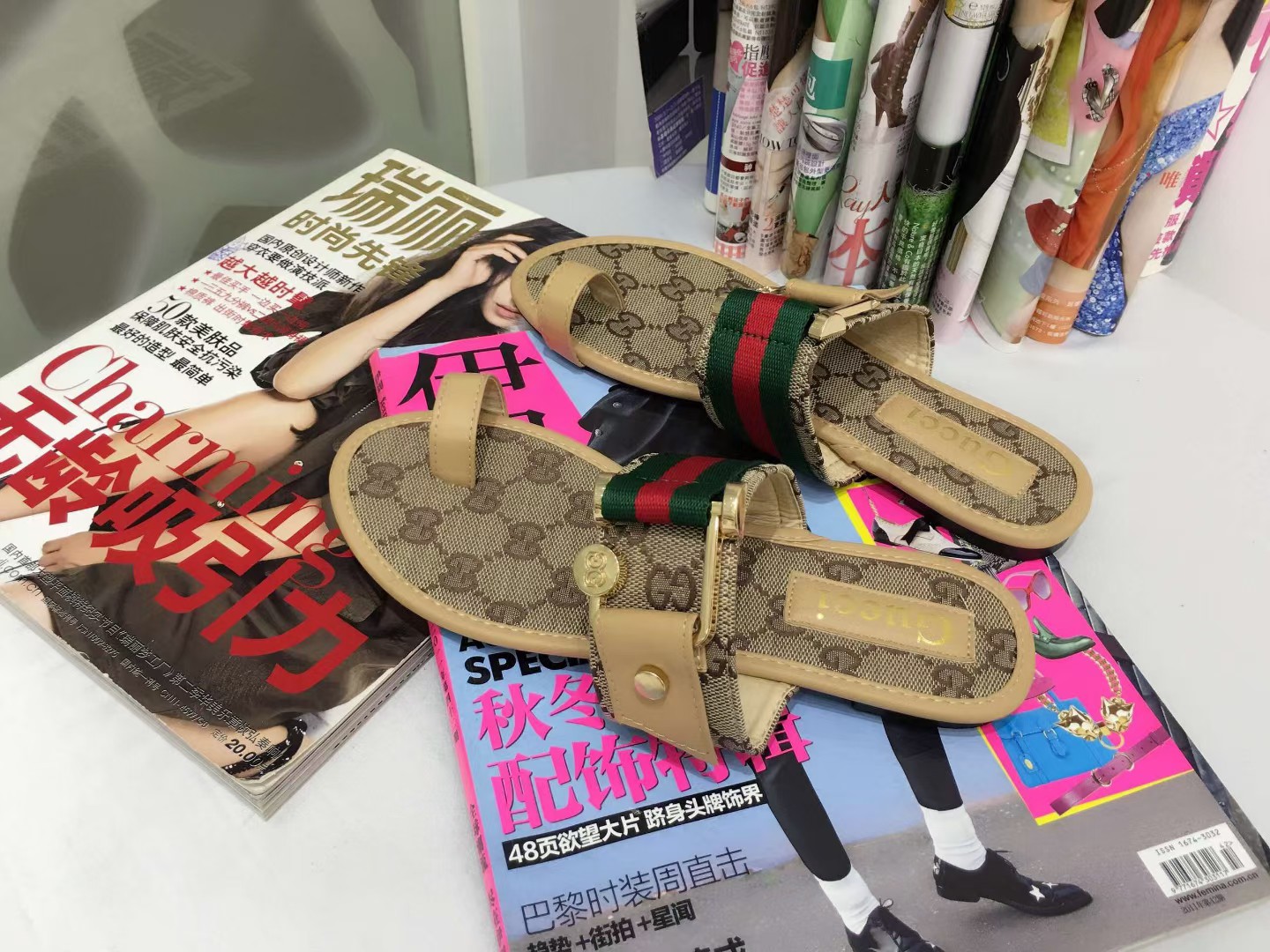 WOMEN'S DOUBLE G MATELASS脡 CANVAS SLIDE SANDAL