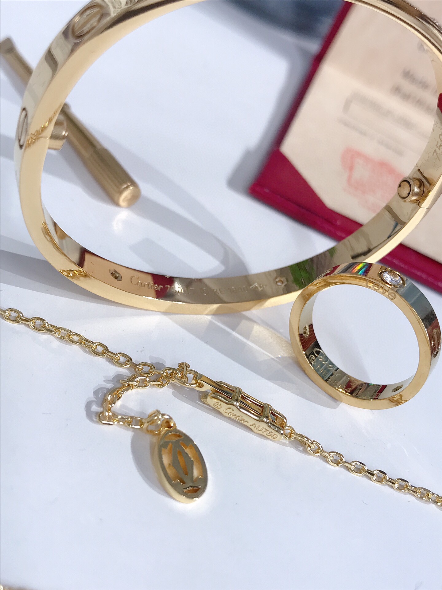 LOVE BRACELET, 4 DIAMONDS + LOVE RING, 3 DIAMONDS + LOVE NECKLACE, 3 DIAMONDS