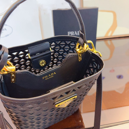 Perforated leather tote bag