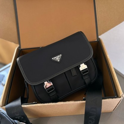 Re-Nylon and Saffiano leather shoulder bag