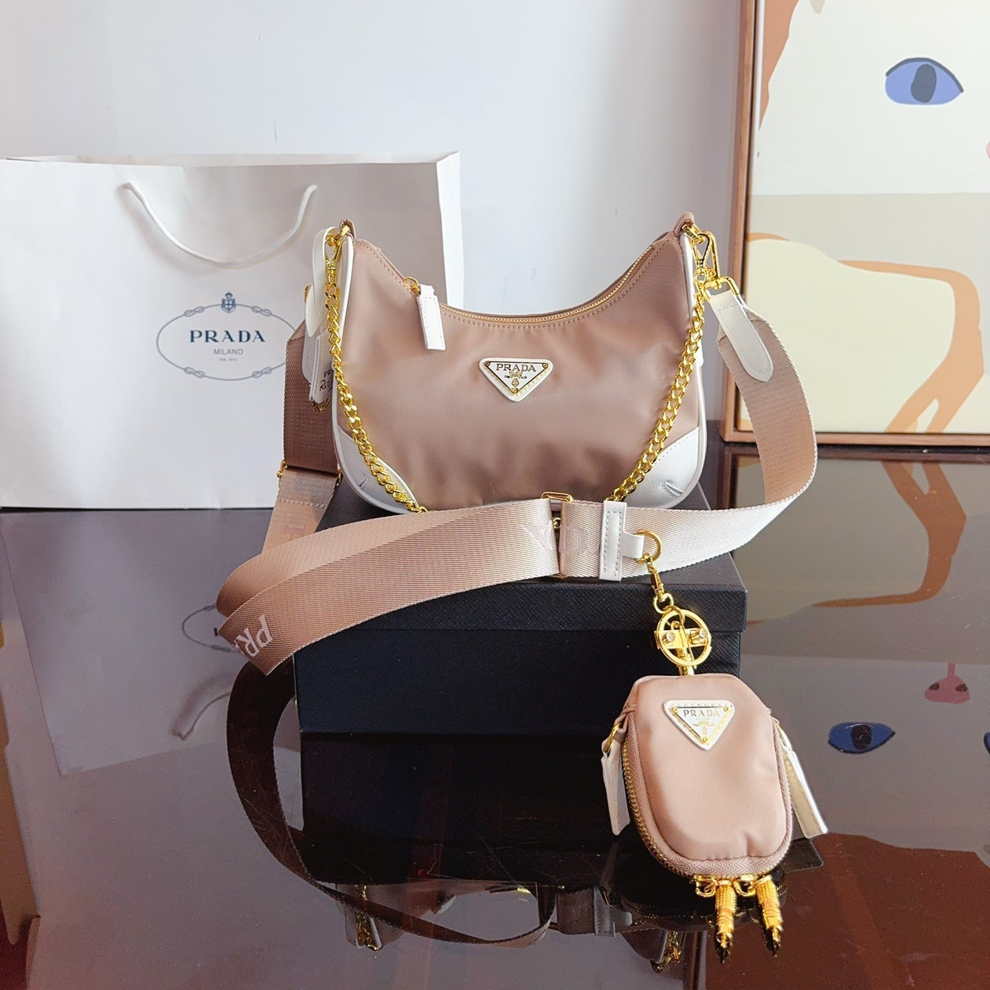 Re-Edition 2005 Re-Nylon and Saffiano leather bag