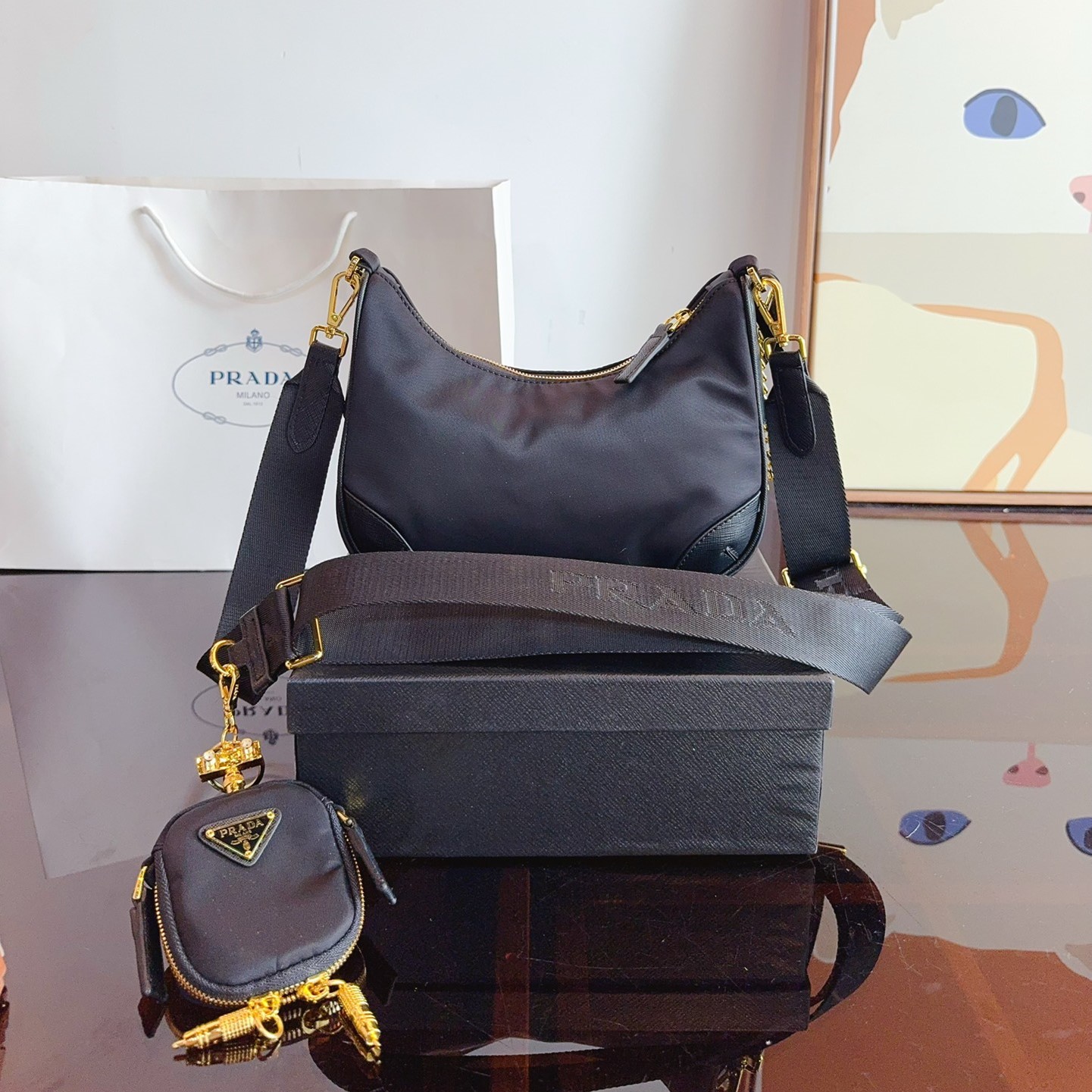 Re-Edition 2005 Re-Nylon and Saffiano leather bag