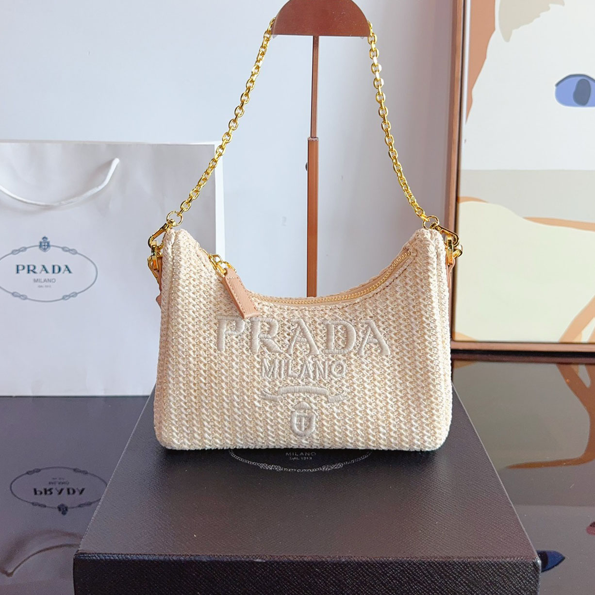 Yarn Raffia Effect Crochet Mini Re-Edition Shoulder Bag