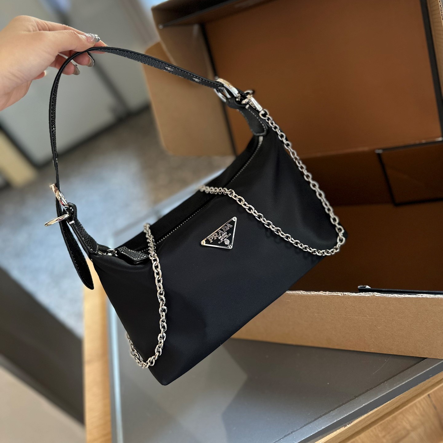 Re-Edition 2005 Re-Nylon and Saffiano mini bag