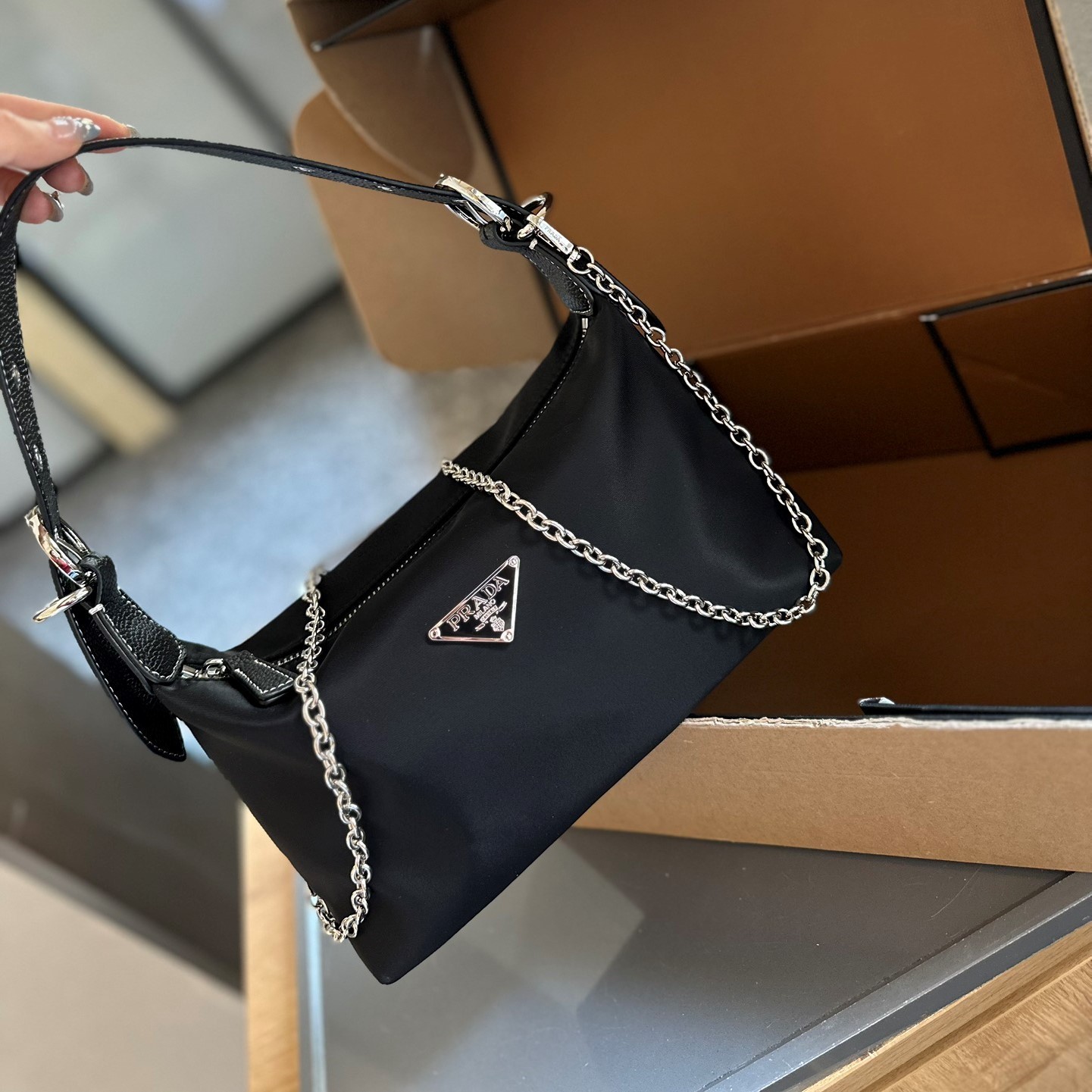 Re-Edition 2005 Re-Nylon and Saffiano mini bag