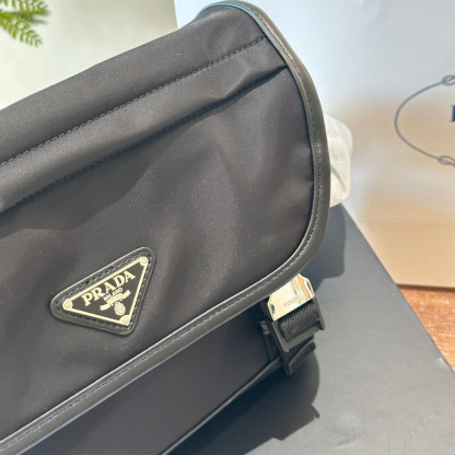 Re-Nylon and Saffiano leather shoulder bag