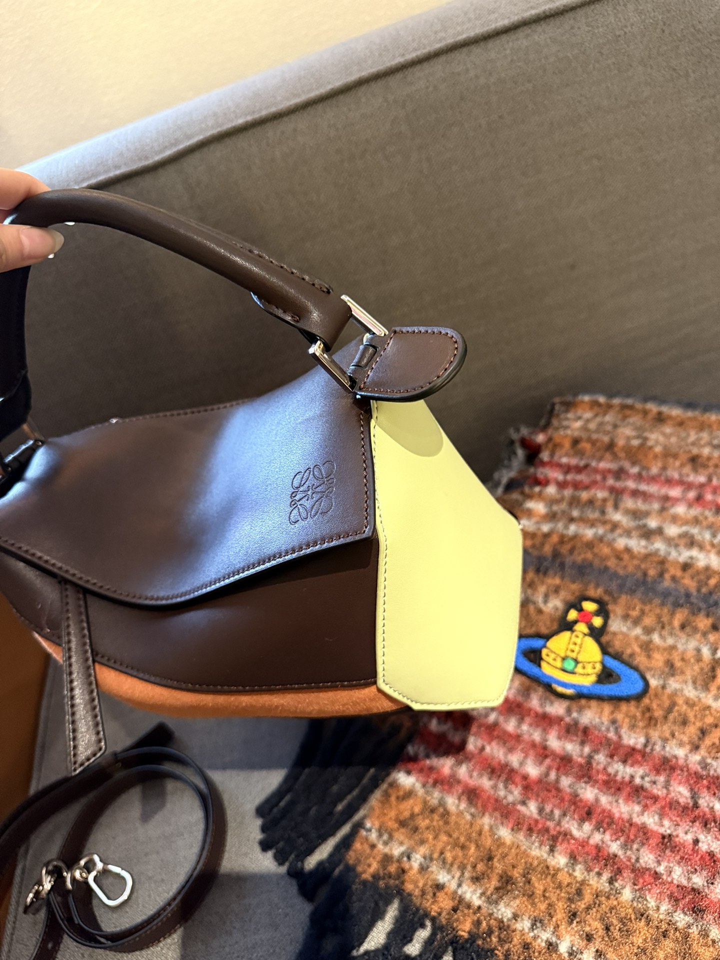 Small Puzzle bag in classic calfskin and suede