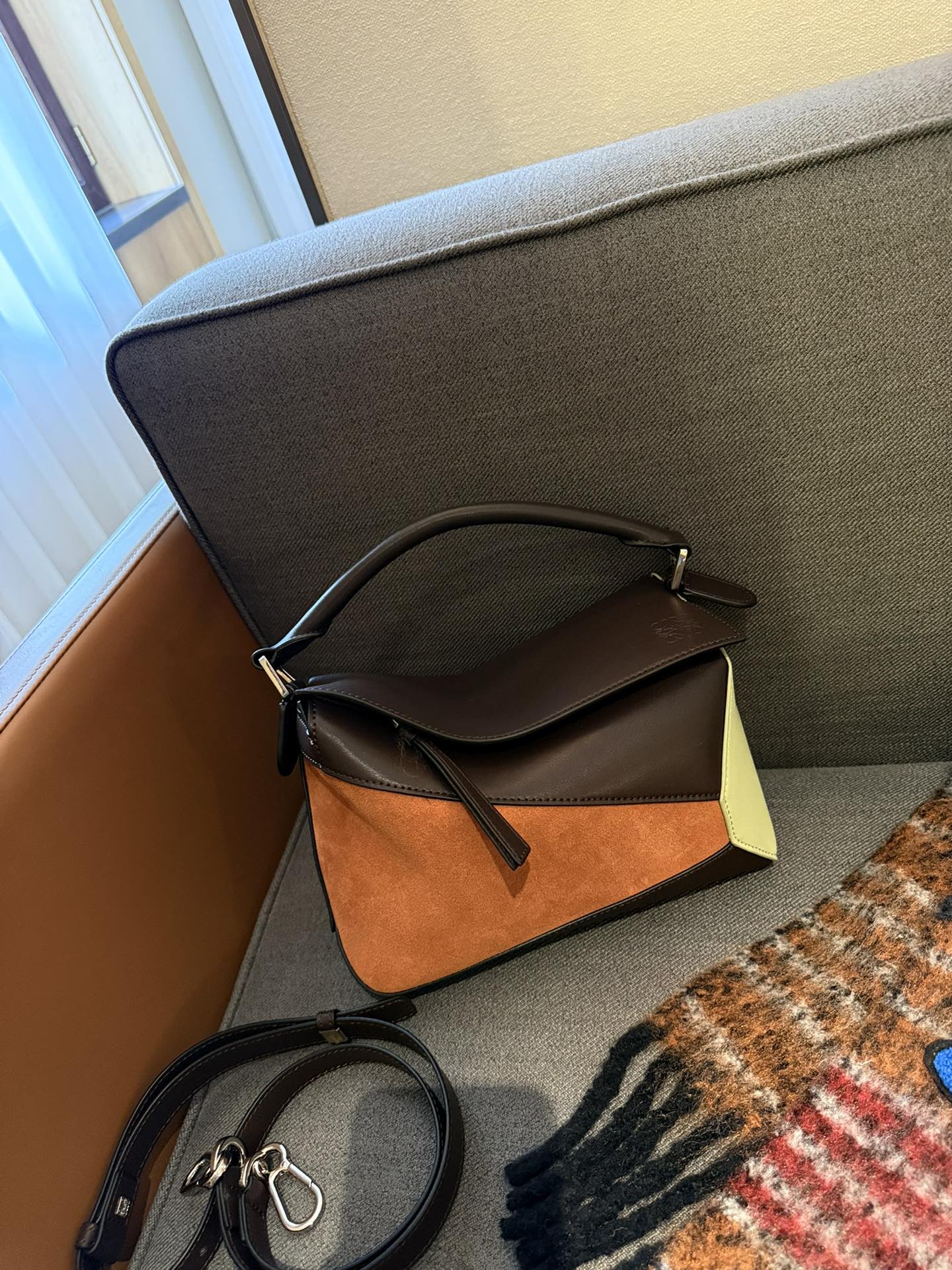 Small Puzzle bag in classic calfskin and suede