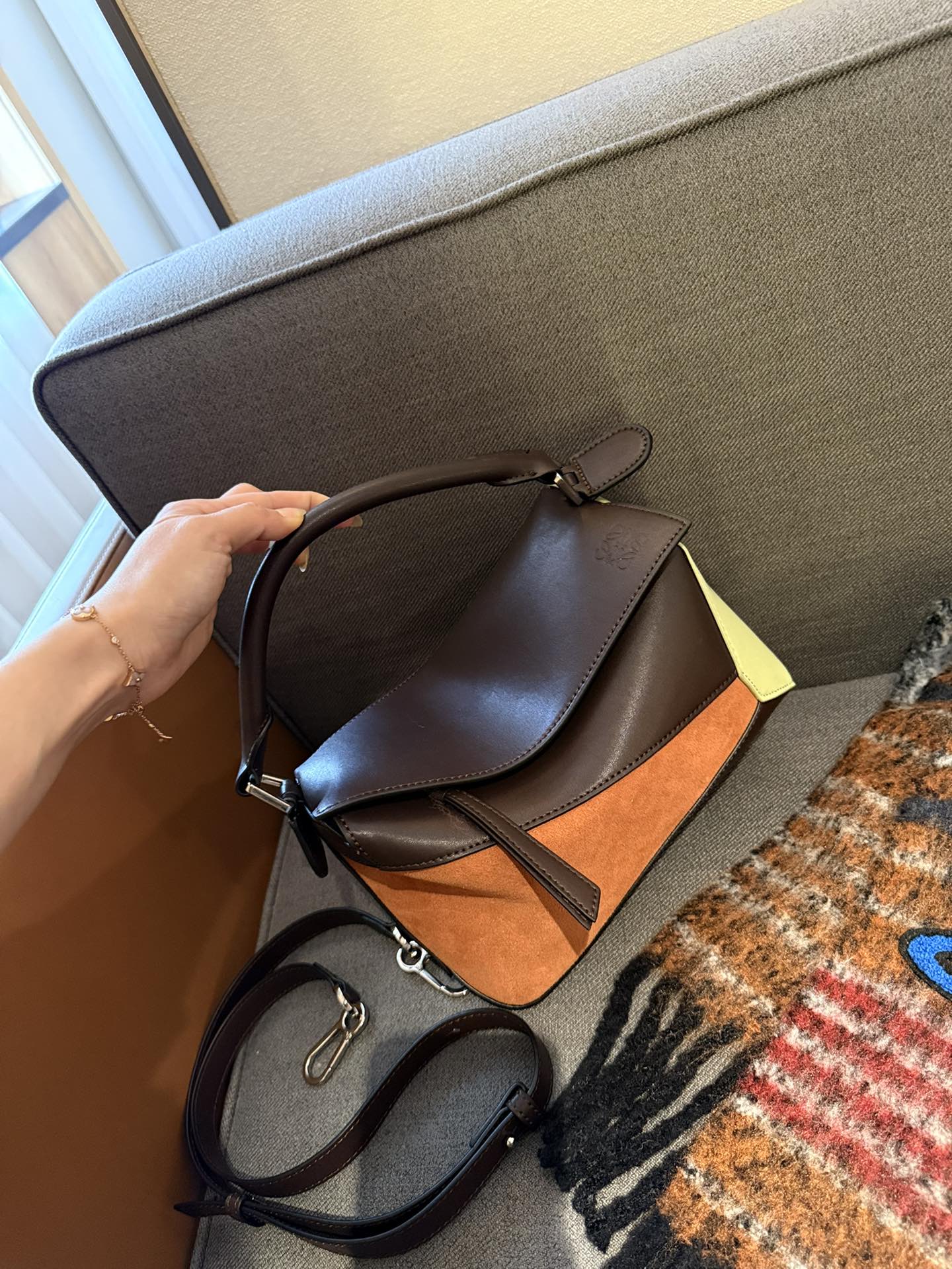 Small Puzzle bag in classic calfskin and suede