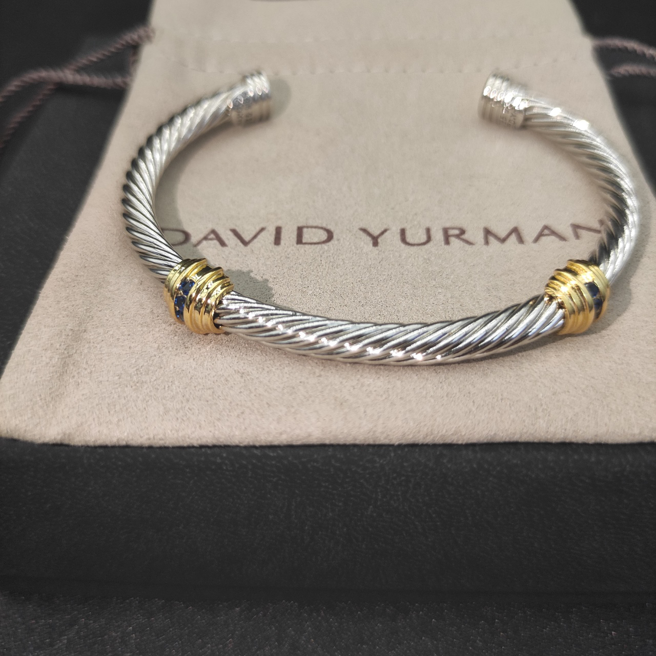 Dathtvid Yurthtman 5mm 18k Gold and Sterling Silver Diamond Station Cable Bracelet
