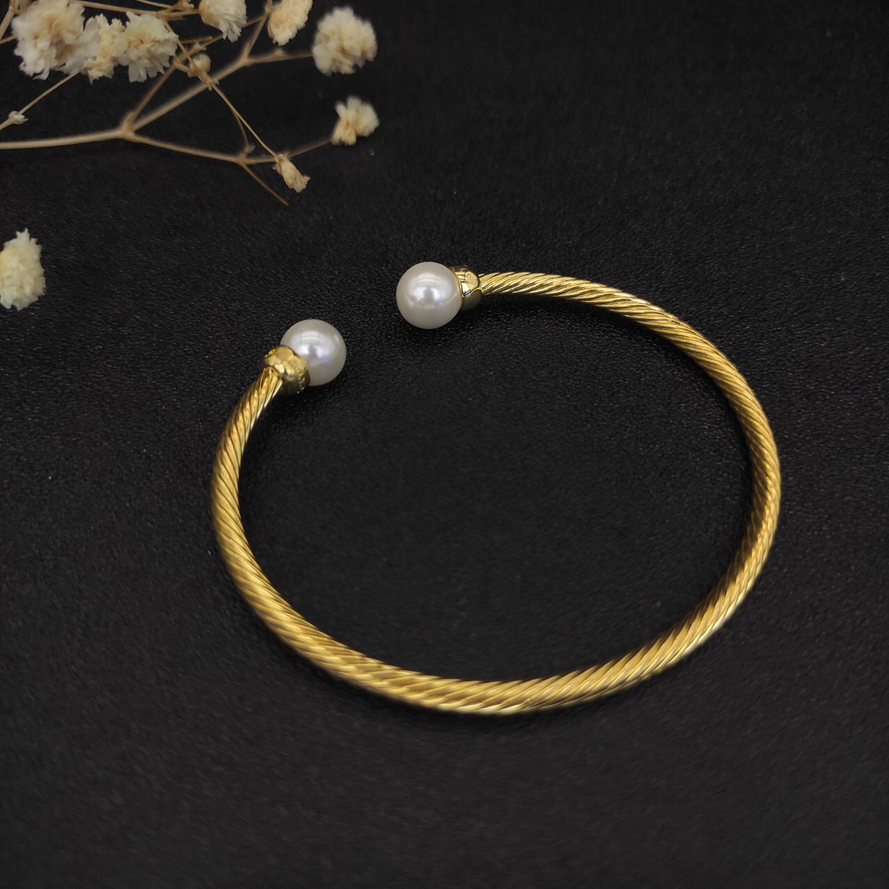 Solari Cablespira® Bracelet 18K Yellow Gold with Pearls and Diamonds, 3mm