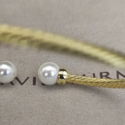 Solari Cablespira® Bracelet 18K Yellow Gold with Pearls and Diamonds, 3mm