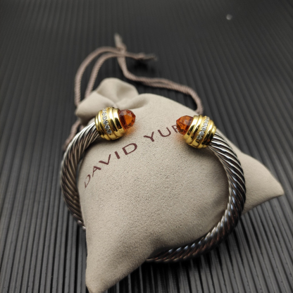 Classic Cablespira® Bracelet Sterling Silver with 14K Yellow Gold,Citrine and Diamonds, 7mm